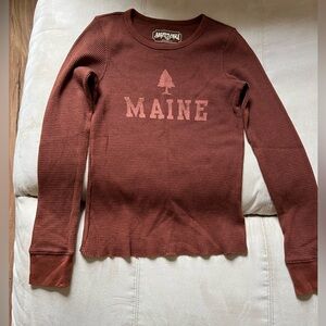 American Eagle Outfitters Burgundy Waffle Knit Shirt